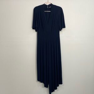 Adam Lippes Dress Jersey Midi Pleated Asymmetrical Women's 2 Blue retail $1298